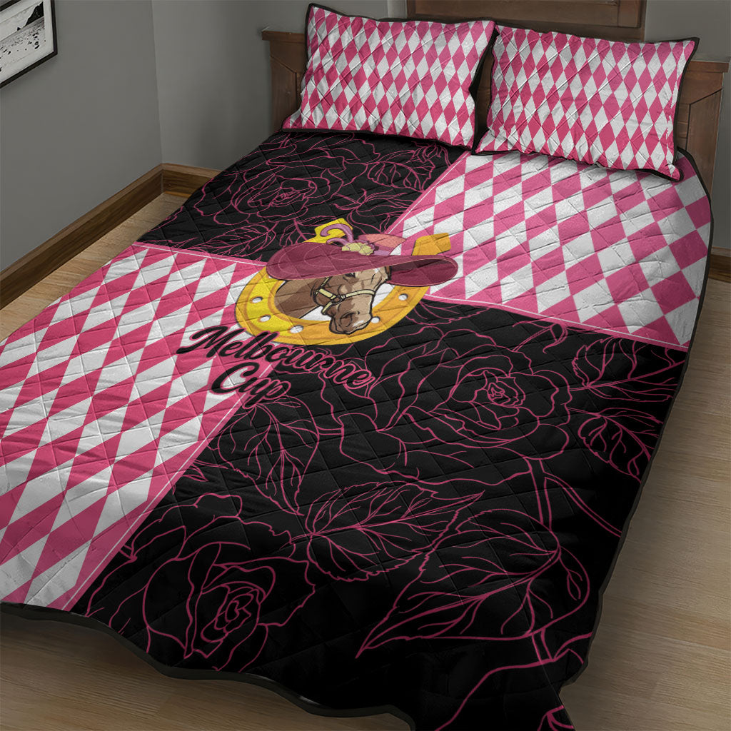 Melbourne Cup Australia Quilt Bed Set Diamond Horse Racing Silks Inspired Pink