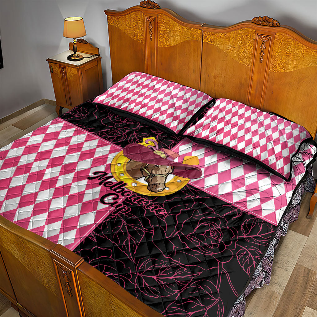 Melbourne Cup Australia Quilt Bed Set Diamond Horse Racing Silks Inspired Pink