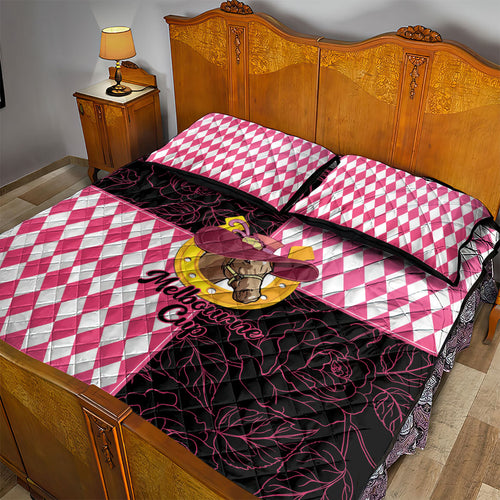 Melbourne Cup Australia Quilt Bed Set Diamond Horse Racing Silks Inspired Pink