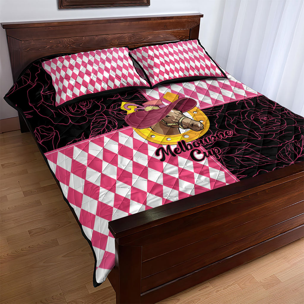 Melbourne Cup Australia Quilt Bed Set Diamond Horse Racing Silks Inspired Pink