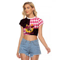 Personalised Melbourne Cup Australia Raglan Cropped T Shirt Diamond Horse Racing Silks Inspired Pink