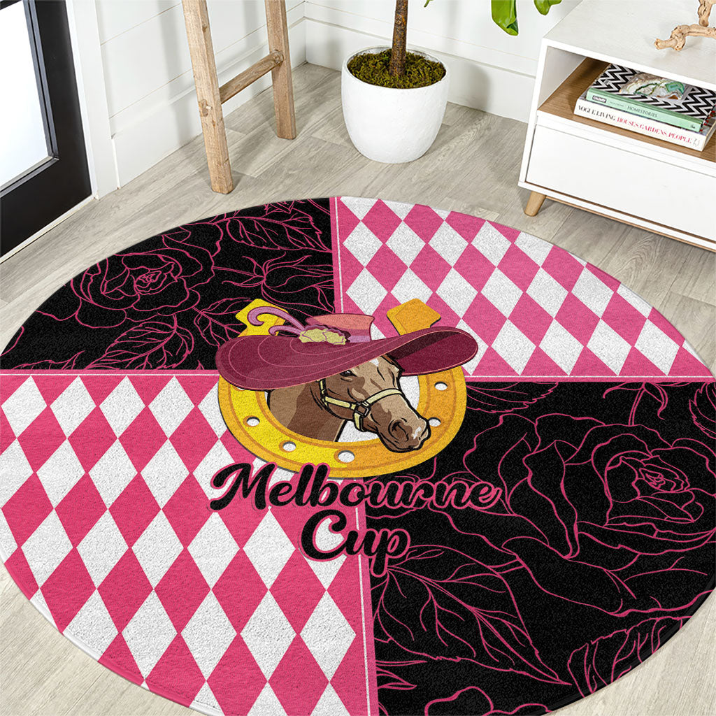 Melbourne Cup Australia Round Carpet Diamond Horse Racing Silks Inspired Pink