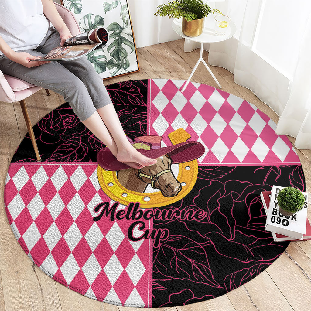 Melbourne Cup Australia Round Carpet Diamond Horse Racing Silks Inspired Pink