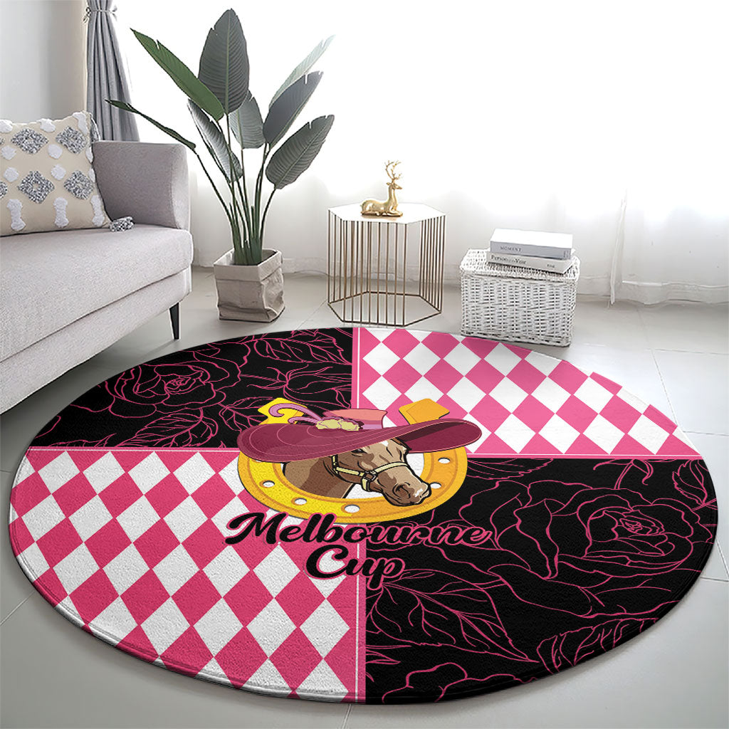 Melbourne Cup Australia Round Carpet Diamond Horse Racing Silks Inspired Pink