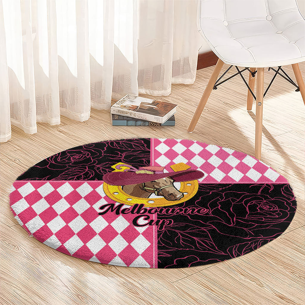 Melbourne Cup Australia Round Carpet Diamond Horse Racing Silks Inspired Pink