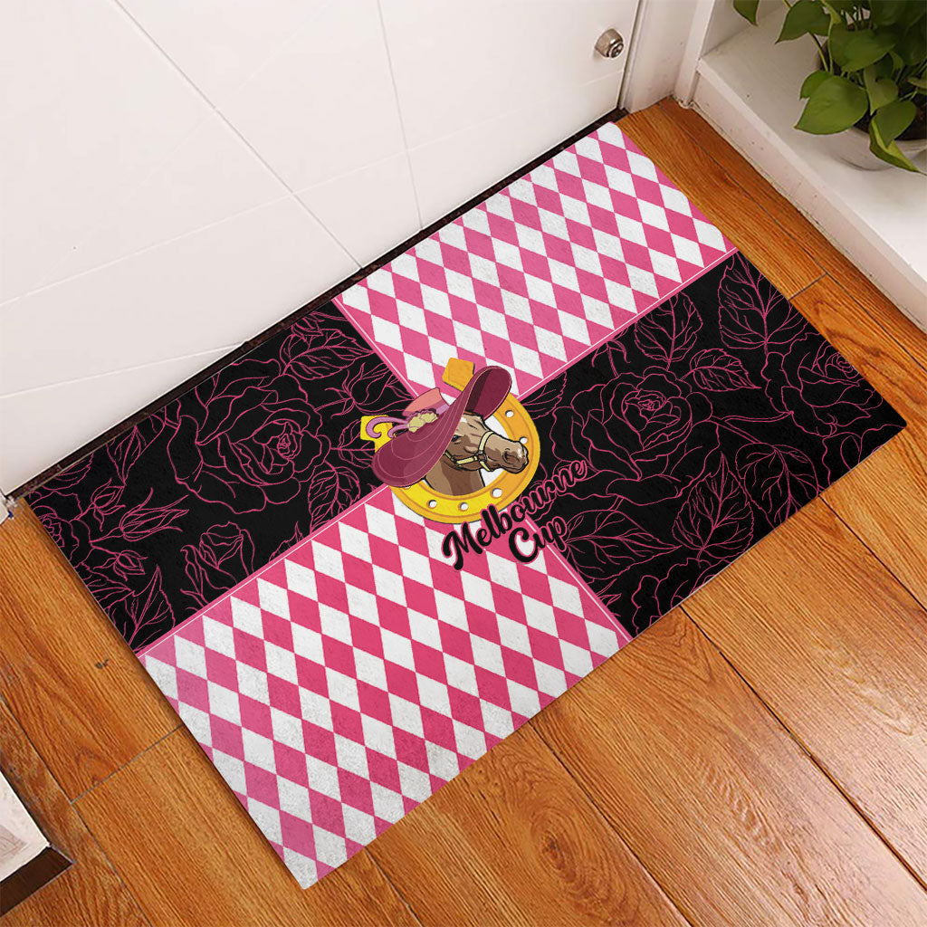 Melbourne Cup Australia Rubber Doormat Diamond Horse Racing Silks Inspired Pink