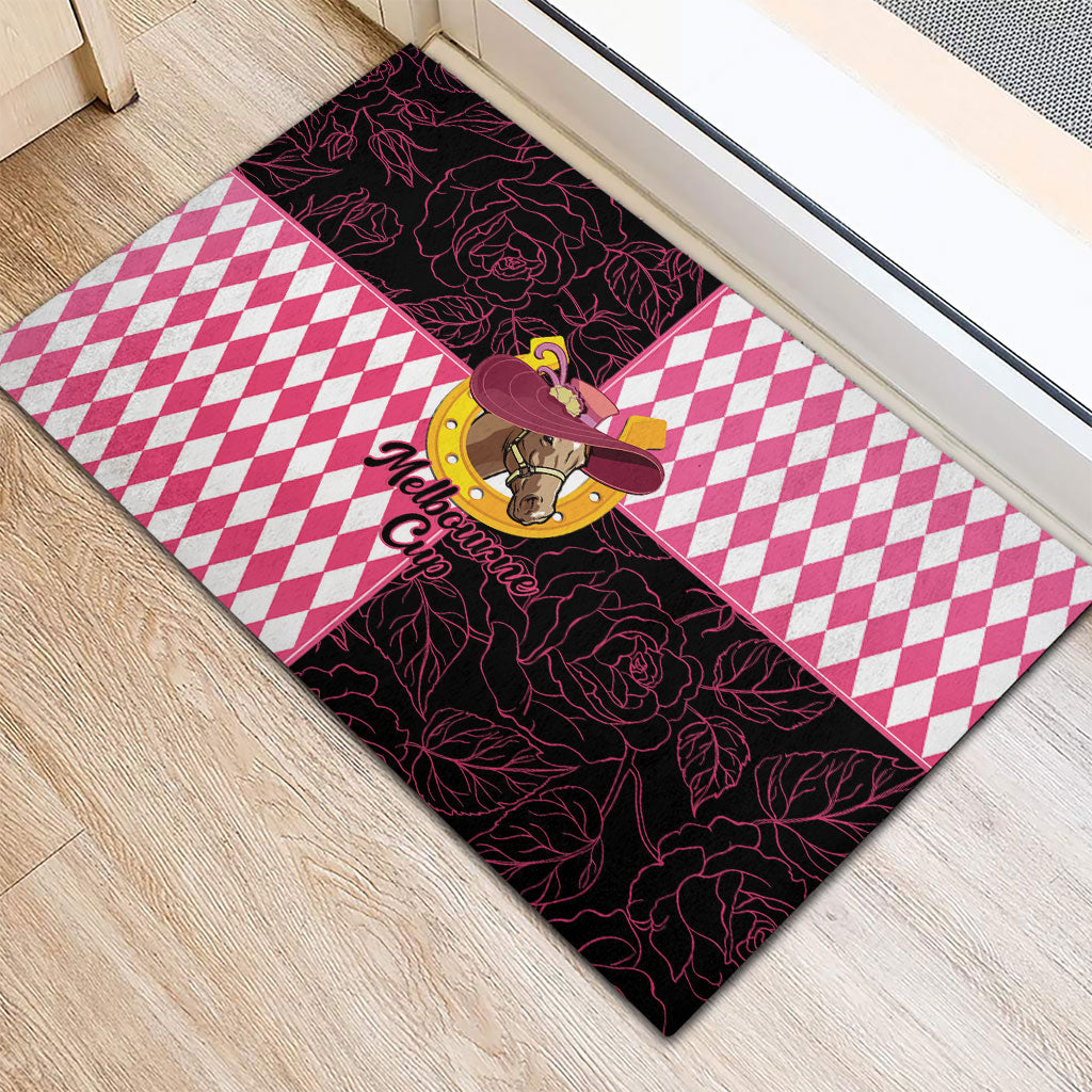 Melbourne Cup Australia Rubber Doormat Diamond Horse Racing Silks Inspired Pink