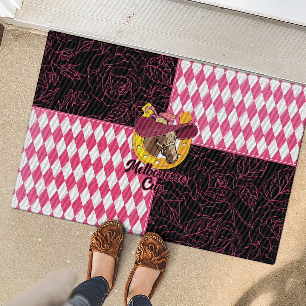Melbourne Cup Australia Rubber Doormat Diamond Horse Racing Silks Inspired Pink