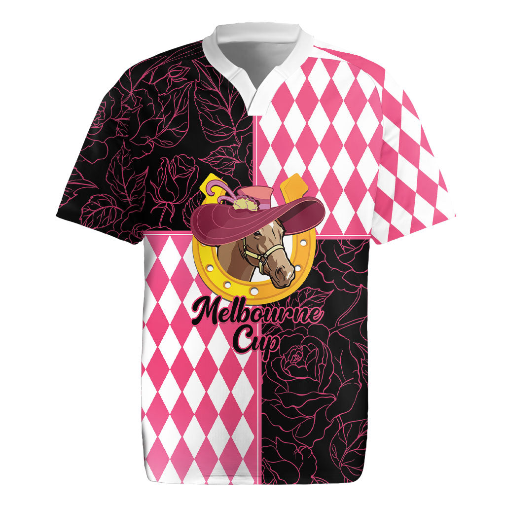 Personalised Melbourne Cup Australia Rugby Jersey Diamond Horse Racing Silks Inspired Pink