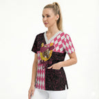 Personalised Melbourne Cup Australia Scrub Top Diamond Horse Racing Silks Inspired Pink