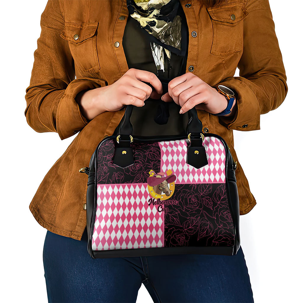 Melbourne Cup Australia Shoulder Handbag Diamond Horse Racing Silks Inspired Pink