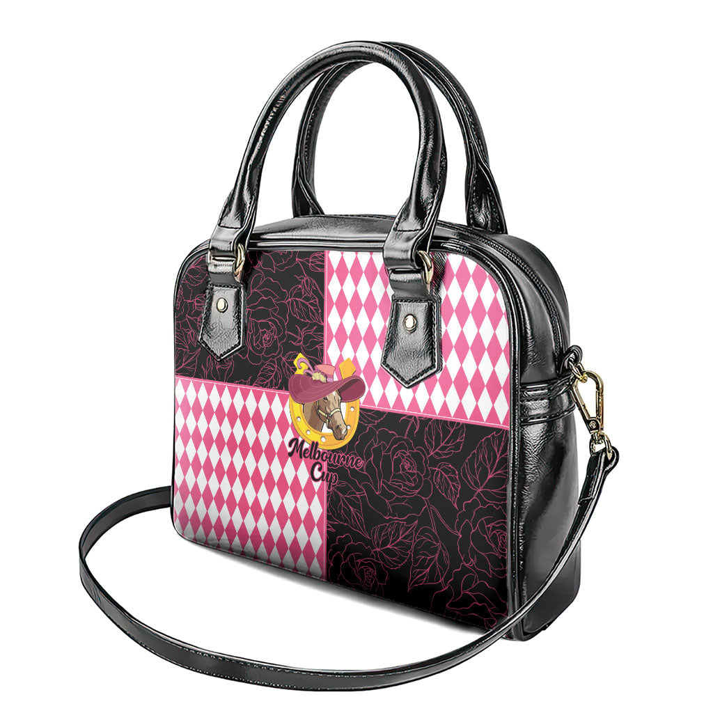 Melbourne Cup Australia Shoulder Handbag Diamond Horse Racing Silks Inspired Pink