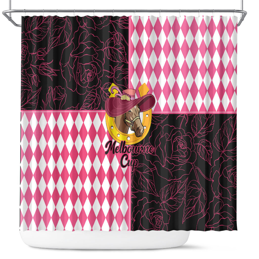 Melbourne Cup Australia Shower Curtain Diamond Horse Racing Silks Inspired Pink