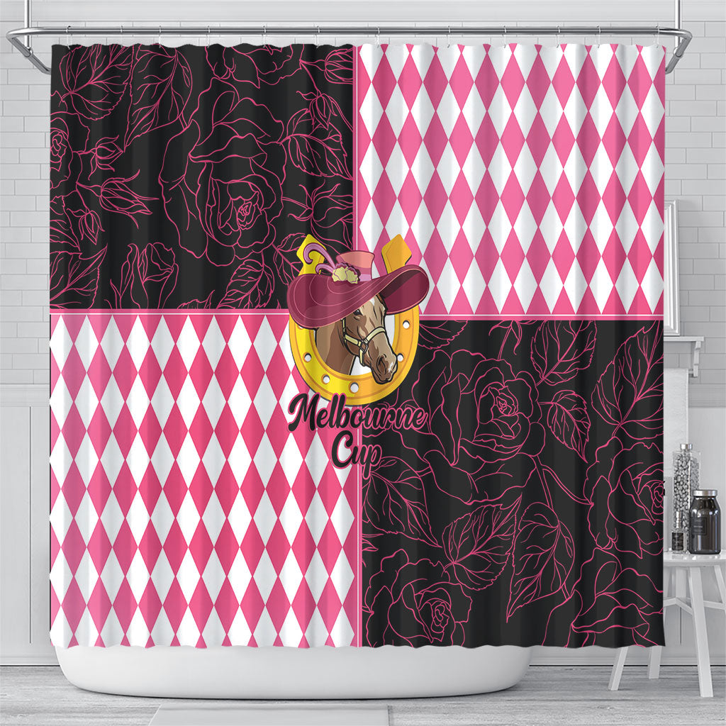 Melbourne Cup Australia Shower Curtain Diamond Horse Racing Silks Inspired Pink