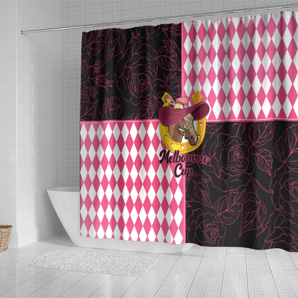 Melbourne Cup Australia Shower Curtain Diamond Horse Racing Silks Inspired Pink