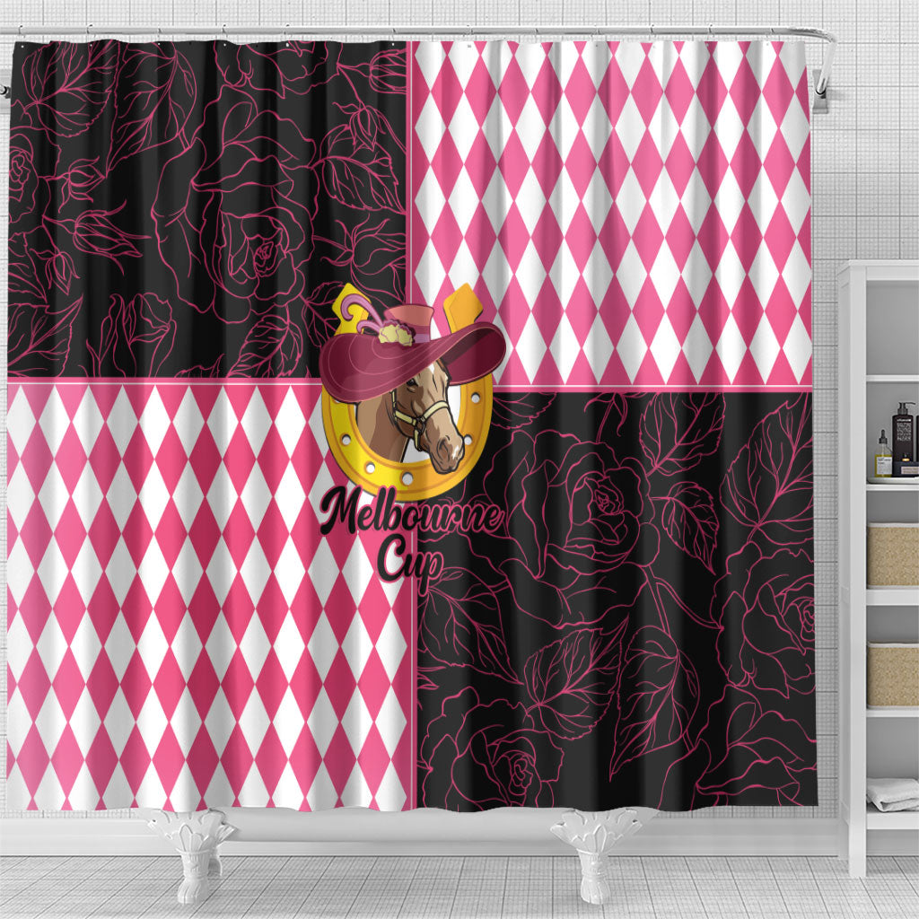 Melbourne Cup Australia Shower Curtain Diamond Horse Racing Silks Inspired Pink