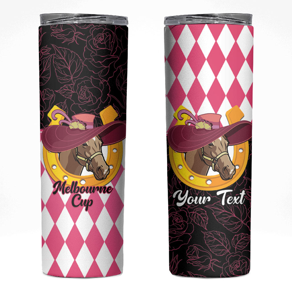 Personalised Melbourne Cup Australia Skinny Tumbler Diamond Horse Racing Silks Inspired Pink