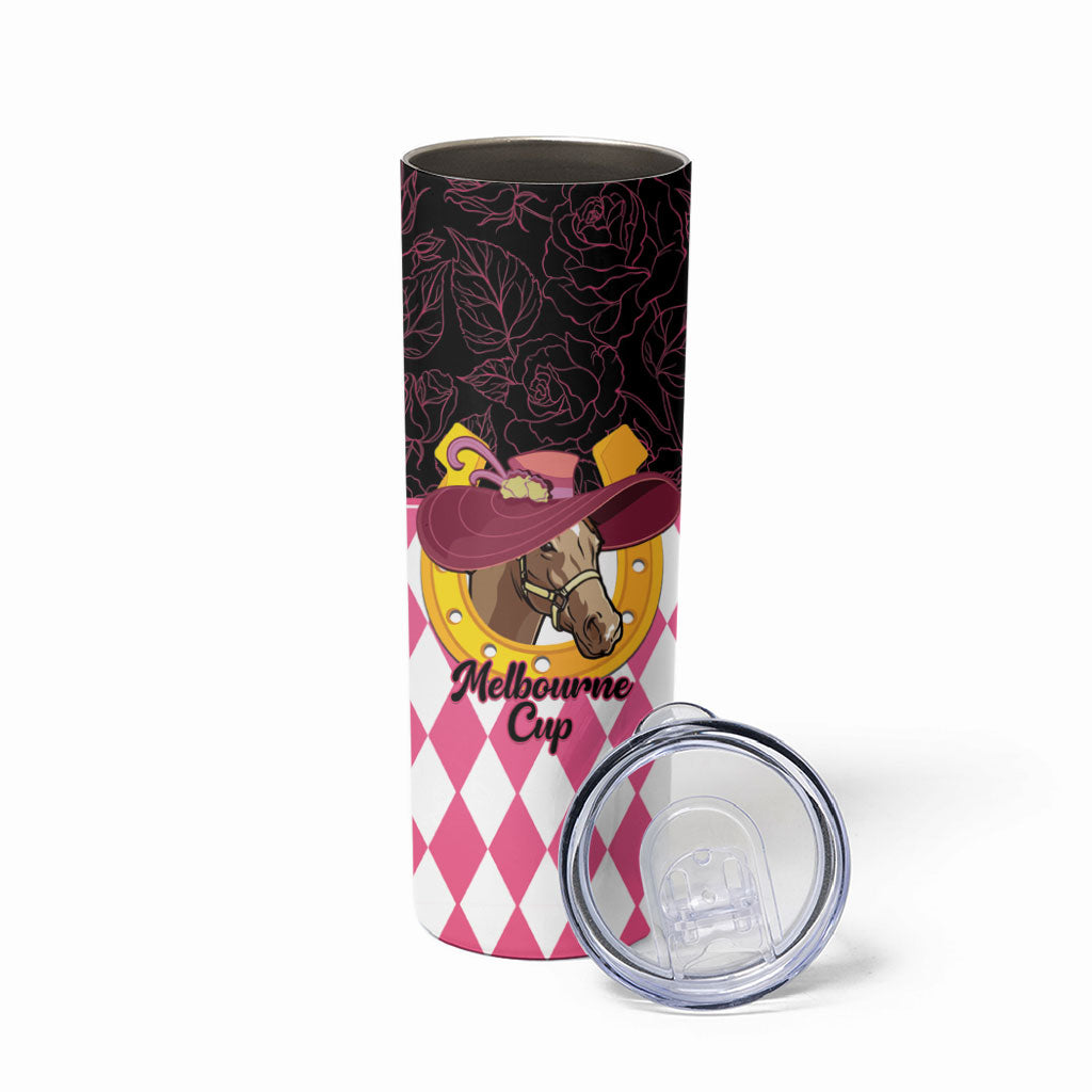 Personalised Melbourne Cup Australia Skinny Tumbler Diamond Horse Racing Silks Inspired Pink