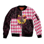 Personalised Melbourne Cup Australia Sleeve Zip Bomber Jacket Diamond Horse Racing Silks Inspired Pink
