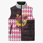 Personalised Melbourne Cup Australia Sleeveless Puffer Jacket Diamond Horse Racing Silks Inspired Pink