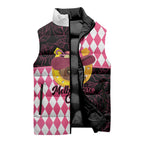 Personalised Melbourne Cup Australia Sleeveless Puffer Jacket Diamond Horse Racing Silks Inspired Pink