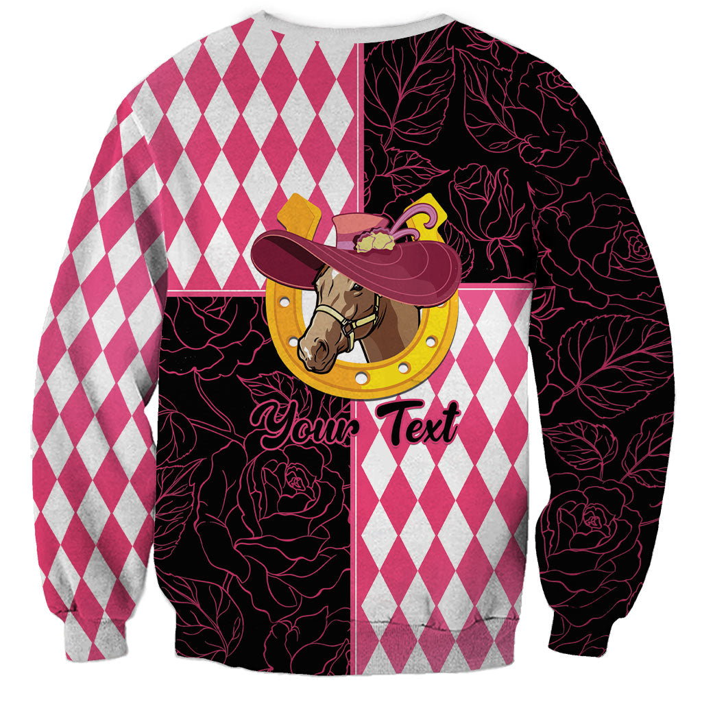 Personalised Melbourne Cup Australia Sweatshirt Diamond Horse Racing Silks Inspired Pink
