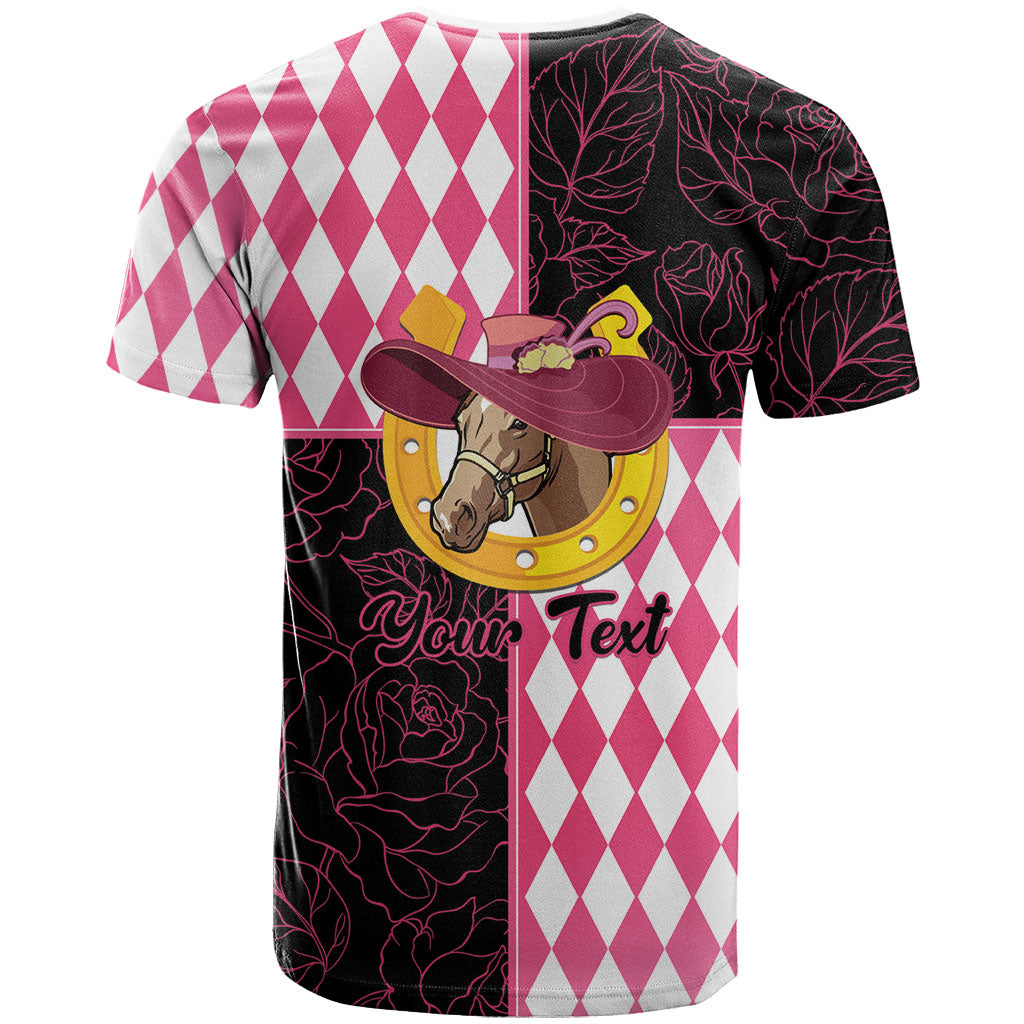 Personalised Melbourne Cup Australia T Shirt Diamond Horse Racing Silks Inspired Pink