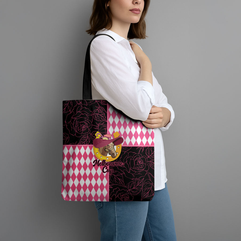 Melbourne Cup Australia Tote Bag Diamond Horse Racing Silks Inspired Pink