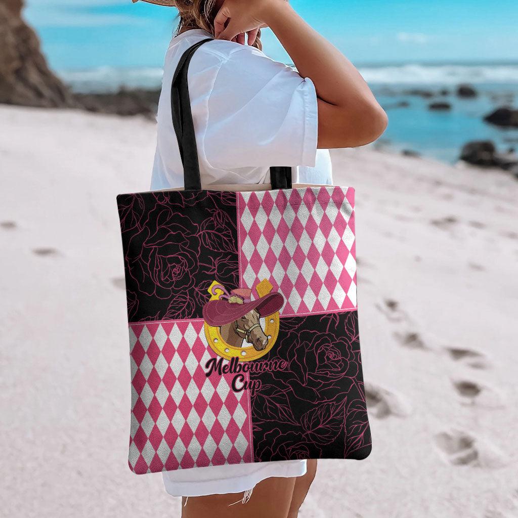 Melbourne Cup Australia Tote Bag Diamond Horse Racing Silks Inspired Pink