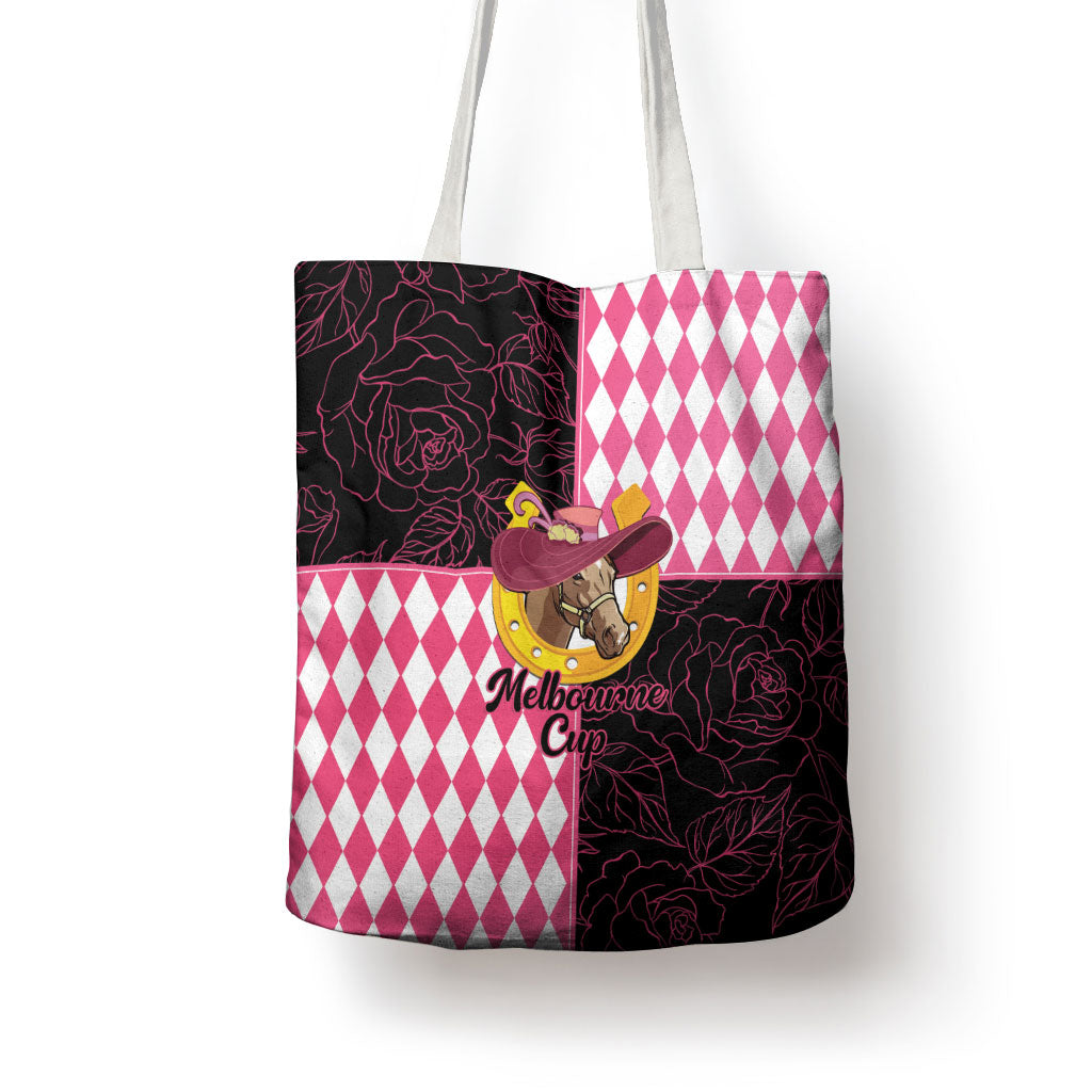 Melbourne Cup Australia Tote Bag Diamond Horse Racing Silks Inspired Pink