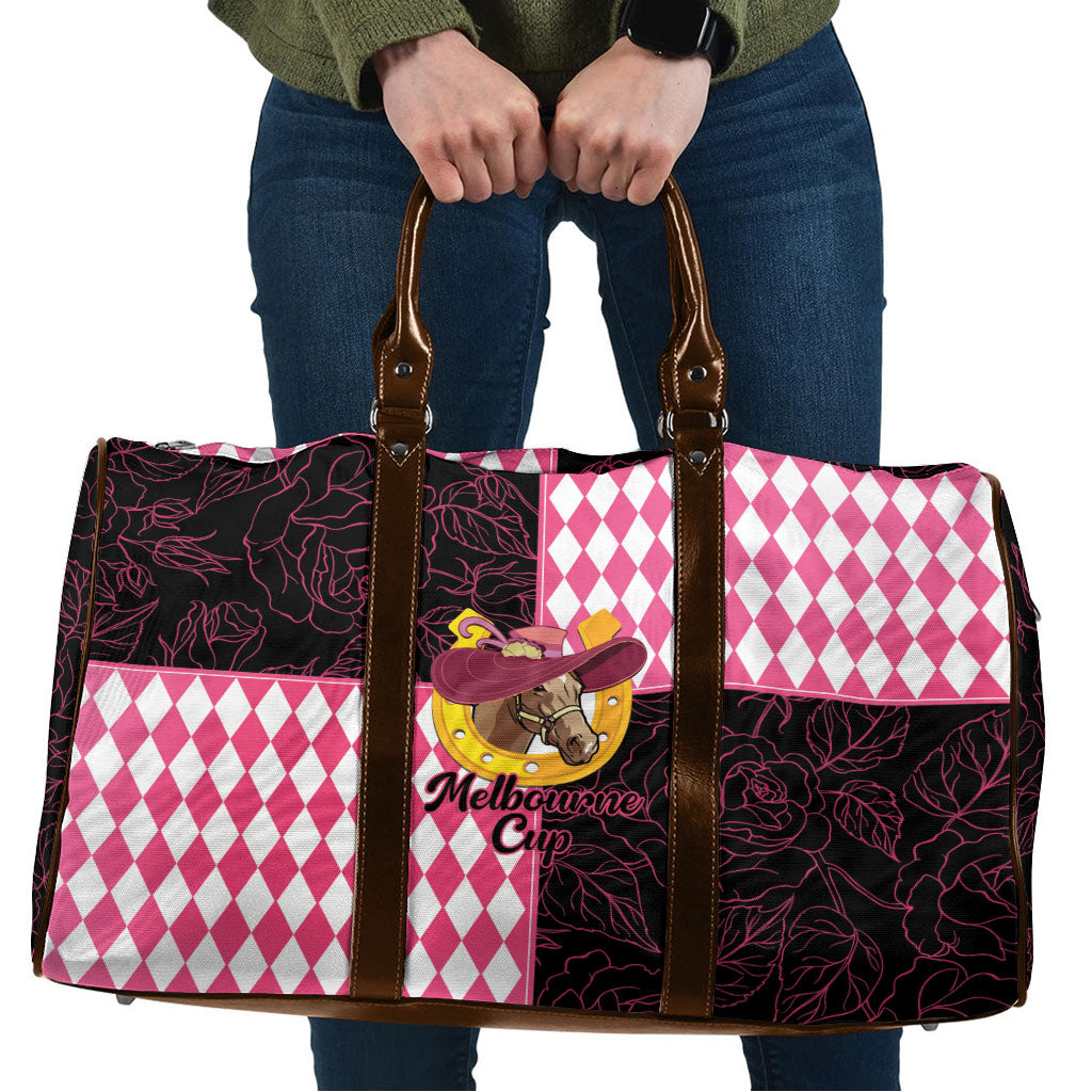 Melbourne Cup Australia Travel Bag Diamond Horse Racing Silks Inspired Pink