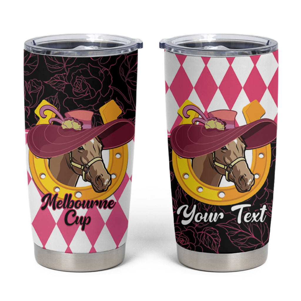 Personalised Melbourne Cup Australia Tumbler Cup Diamond Horse Racing Silks Inspired Pink