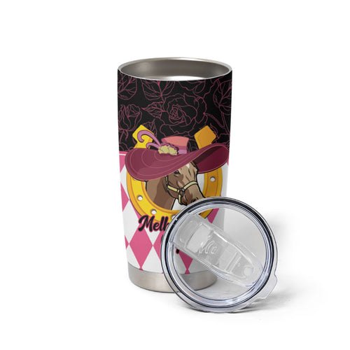 Personalised Melbourne Cup Australia Tumbler Cup Diamond Horse Racing Silks Inspired Pink