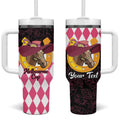 Personalised Melbourne Cup Australia Tumbler With Handle Diamond Horse Racing Silks Inspired Pink