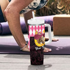 Personalised Melbourne Cup Australia Tumbler With Handle Diamond Horse Racing Silks Inspired Pink