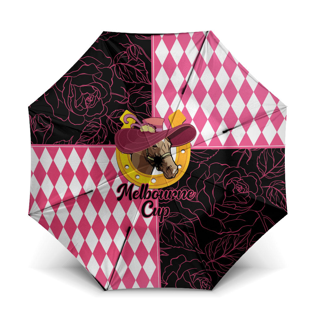 Melbourne Cup Australia Umbrella Diamond Horse Racing Silks Inspired Pink