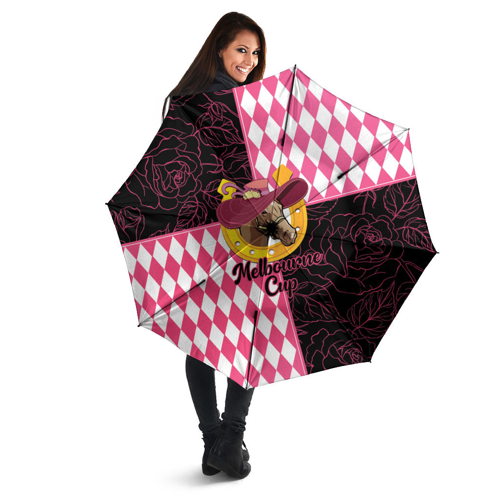 Melbourne Cup Australia Umbrella Diamond Horse Racing Silks Inspired Pink
