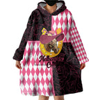 Personalised Melbourne Cup Australia Wearable Blanket Hoodie Diamond Horse Racing Silks Inspired Pink