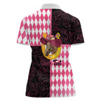 Personalised Melbourne Cup Australia Women Polo Shirt Diamond Horse Racing Silks Inspired Pink