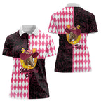 Personalised Melbourne Cup Australia Women Polo Shirt Diamond Horse Racing Silks Inspired Pink