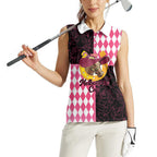 Personalised Melbourne Cup Australia Women Sleeveless Polo Shirt Diamond Horse Racing Silks Inspired Pink