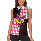 Personalised Melbourne Cup Australia Women Sleeveless Polo Shirt Diamond Horse Racing Silks Inspired Pink
