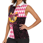 Personalised Melbourne Cup Australia Women Sleeveless Polo Shirt Diamond Horse Racing Silks Inspired Pink