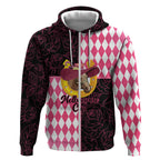 Personalised Melbourne Cup Australia Zip Hoodie Diamond Horse Racing Silks Inspired Pink