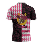 Personalised Melbourne Cup Australia Zipper Polo Shirt Diamond Horse Racing Silks Inspired Pink
