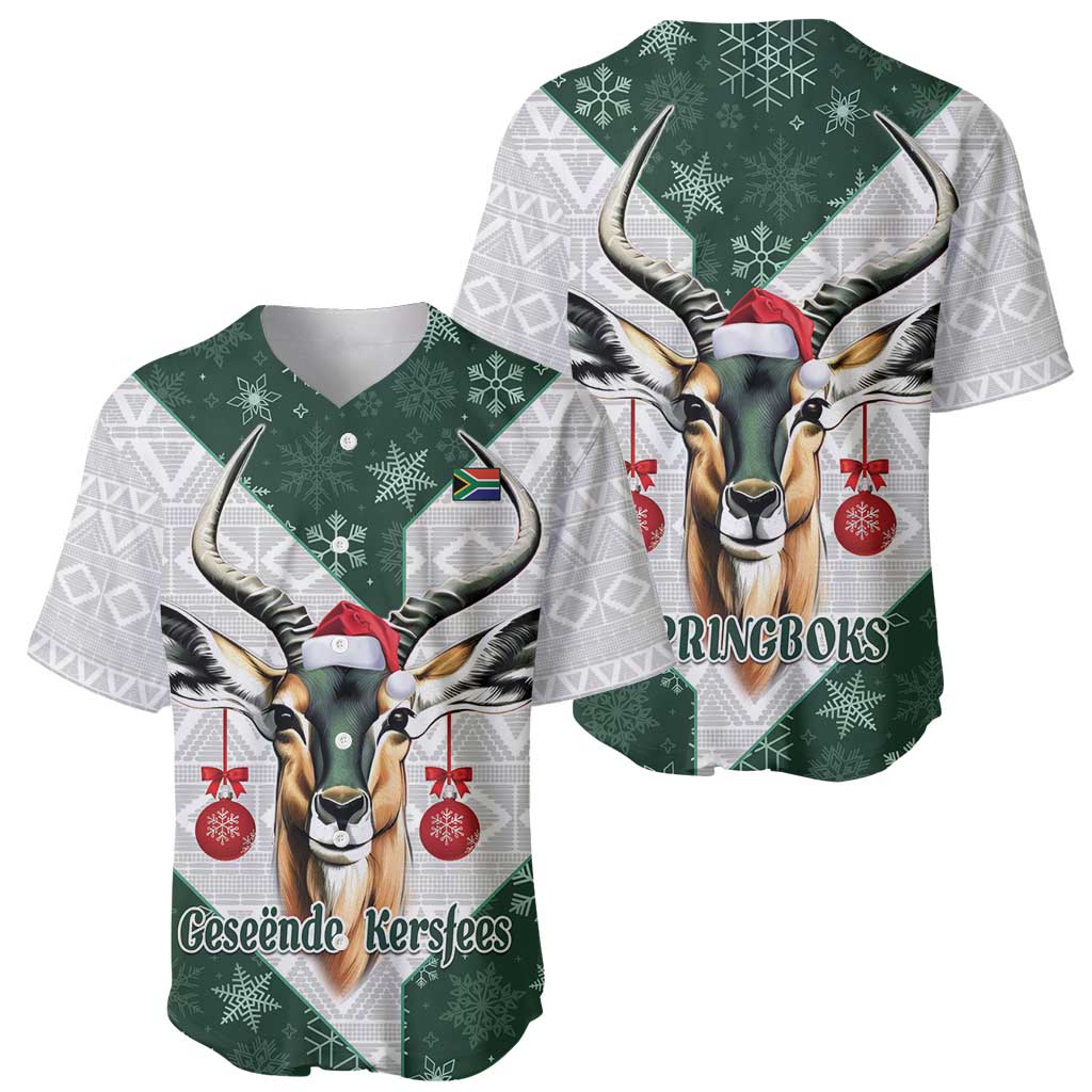 South Africa Springboks Christmas Baseball Jersey Bokke Santa - Geseende Kersfees