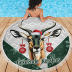 South Africa Springboks Christmas Beach Blanket Bokke Santa - Geseende Kersfees