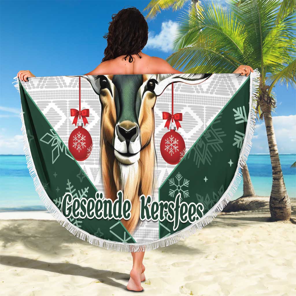 South Africa Springboks Christmas Beach Blanket Bokke Santa - Geseende Kersfees