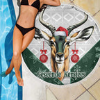 South Africa Springboks Christmas Beach Blanket Bokke Santa - Geseende Kersfees