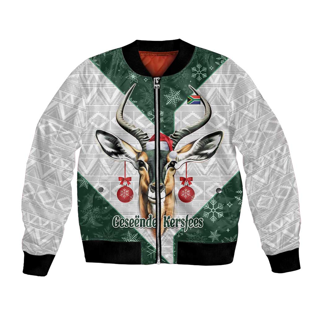 South Africa Springboks Christmas Bomber Jacket Bokke Santa - Geseende Kersfees
